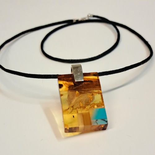 HWG-2392 Pendant, Multi-Color Rectangular Shape with TQ Accent $58 at Hunter Wolff Gallery